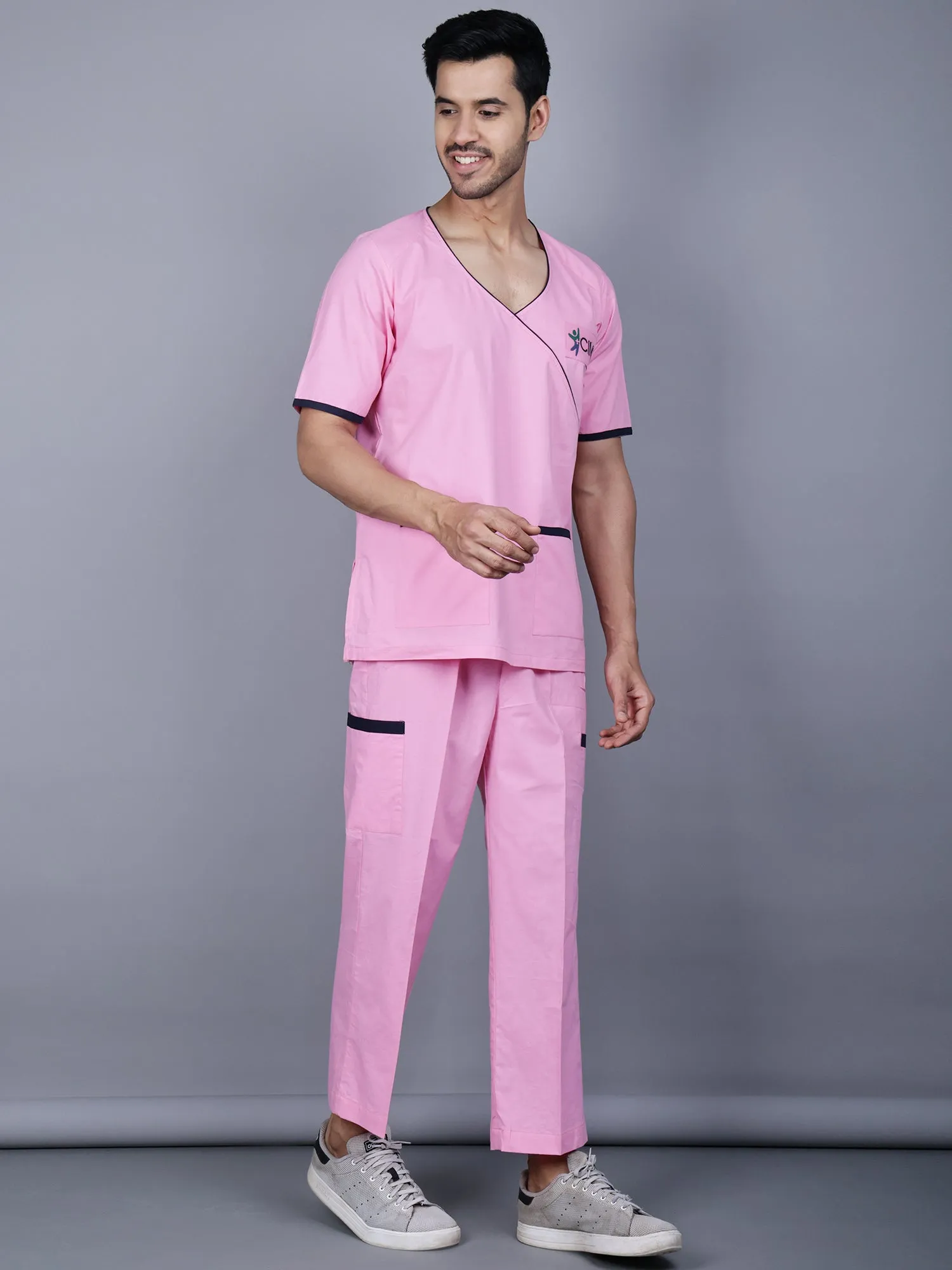 Ramajikk Medical Unisex Overlap V-Neck Design With Piping Scrub Suit