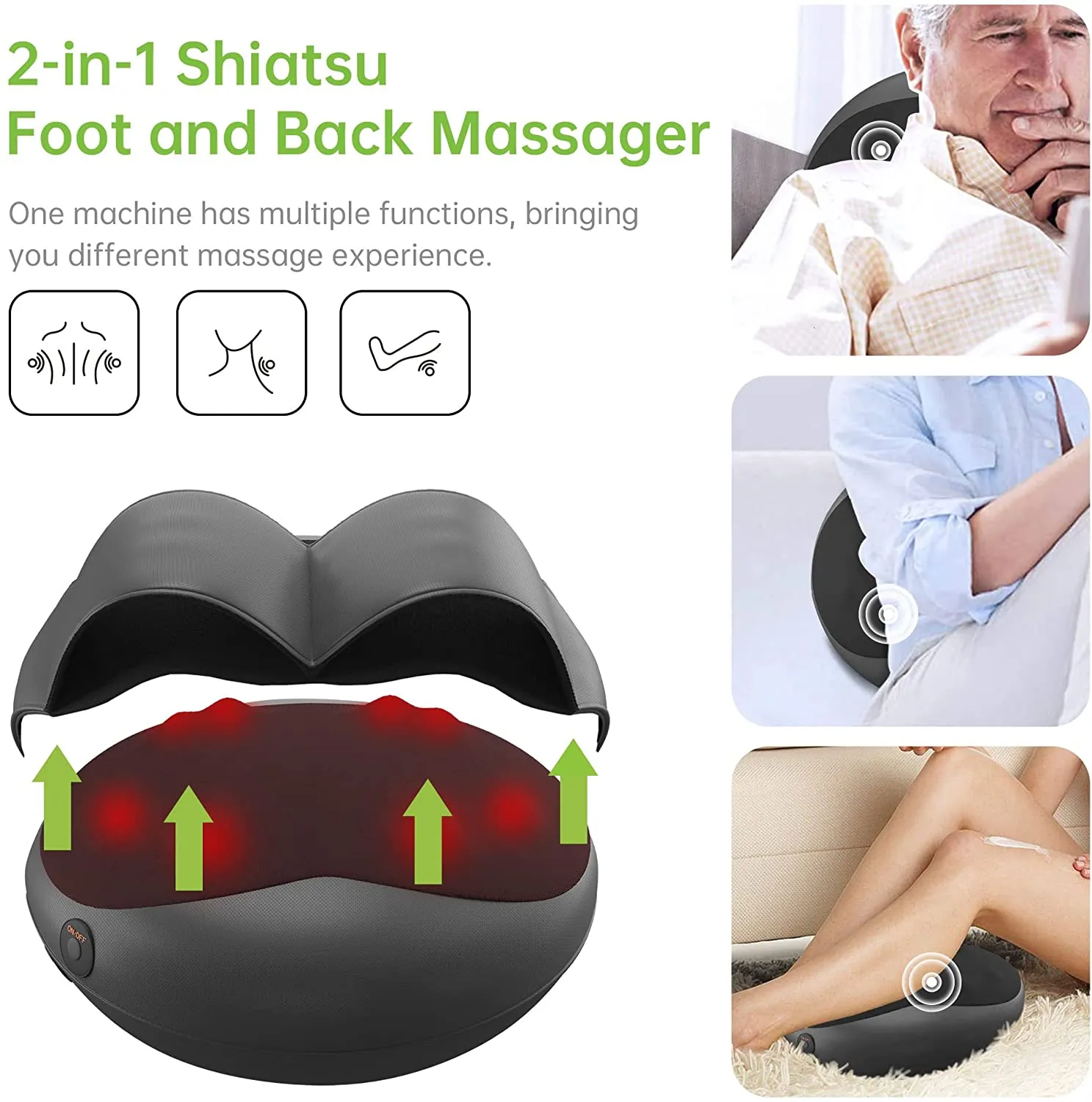 Real Relax 2-in-1 Shiatsu Foot and Back Massager with Heat