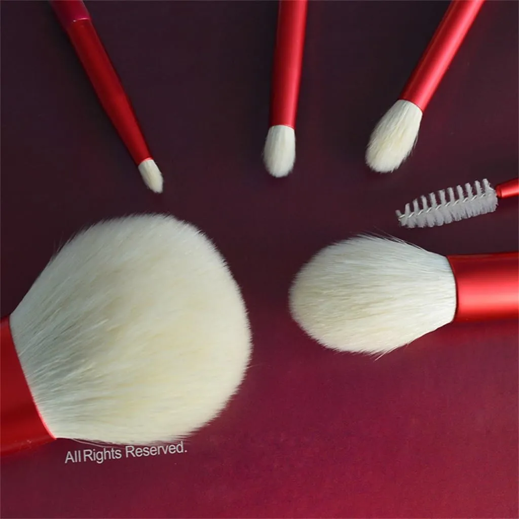 Red Mandala 6pcs Makeup Brush Set Soft Hair Loose Powder Brush With Air Cushion With Brush Bag