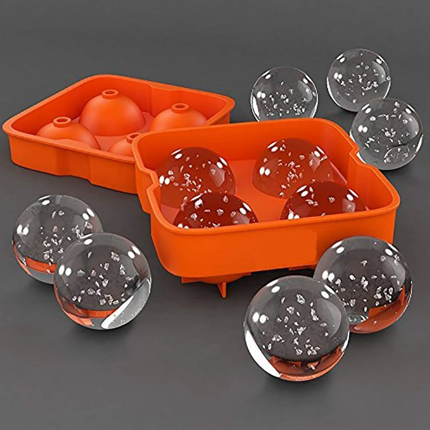 Round Ice Cube Tray for Whiskey - 4 Ball Mould