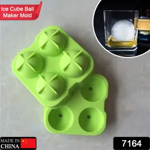 Round Ice Cube Tray for Whiskey - 4 Ball Mould