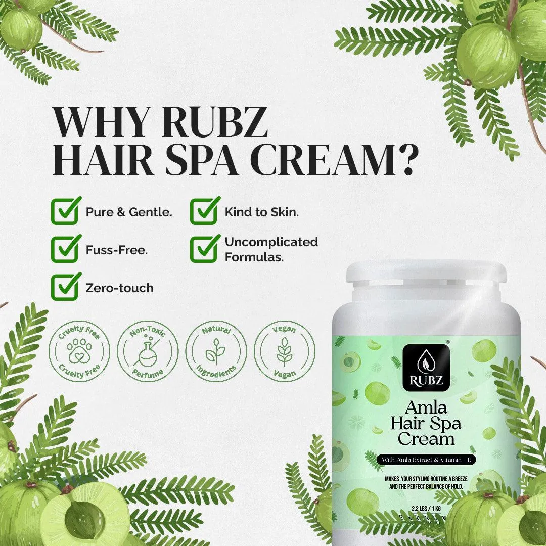 Rubz Amla Hair Spa Cream | With the Goodness of Amla Extract | Controls Hair Damage & Improves Hair Conditioning | Non Sticky Oil Replacement Hair Cream | For Women & Men | Best For Salon | 1 Kg