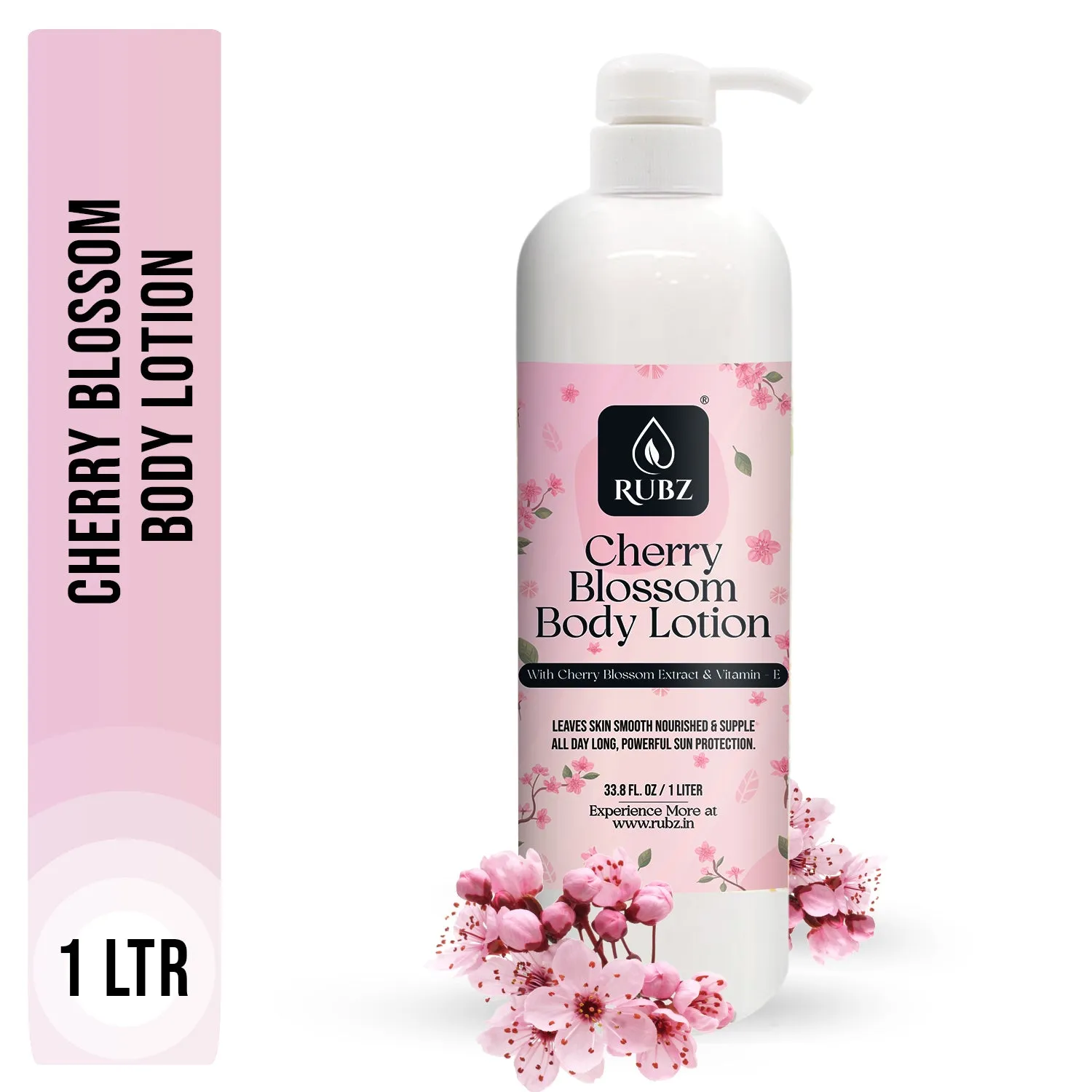 Rubz Cherry Blossom Body Milk with goodness of Japanese Cherry Blossom Extract 1 Kg | Bulk Body Lotion 1 Litre | Best for Hotel, Spa, Salon