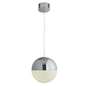 Searchlight 5841CC Marbles 1 Light LED Globe Pendant Crushed Ice Effect Shade