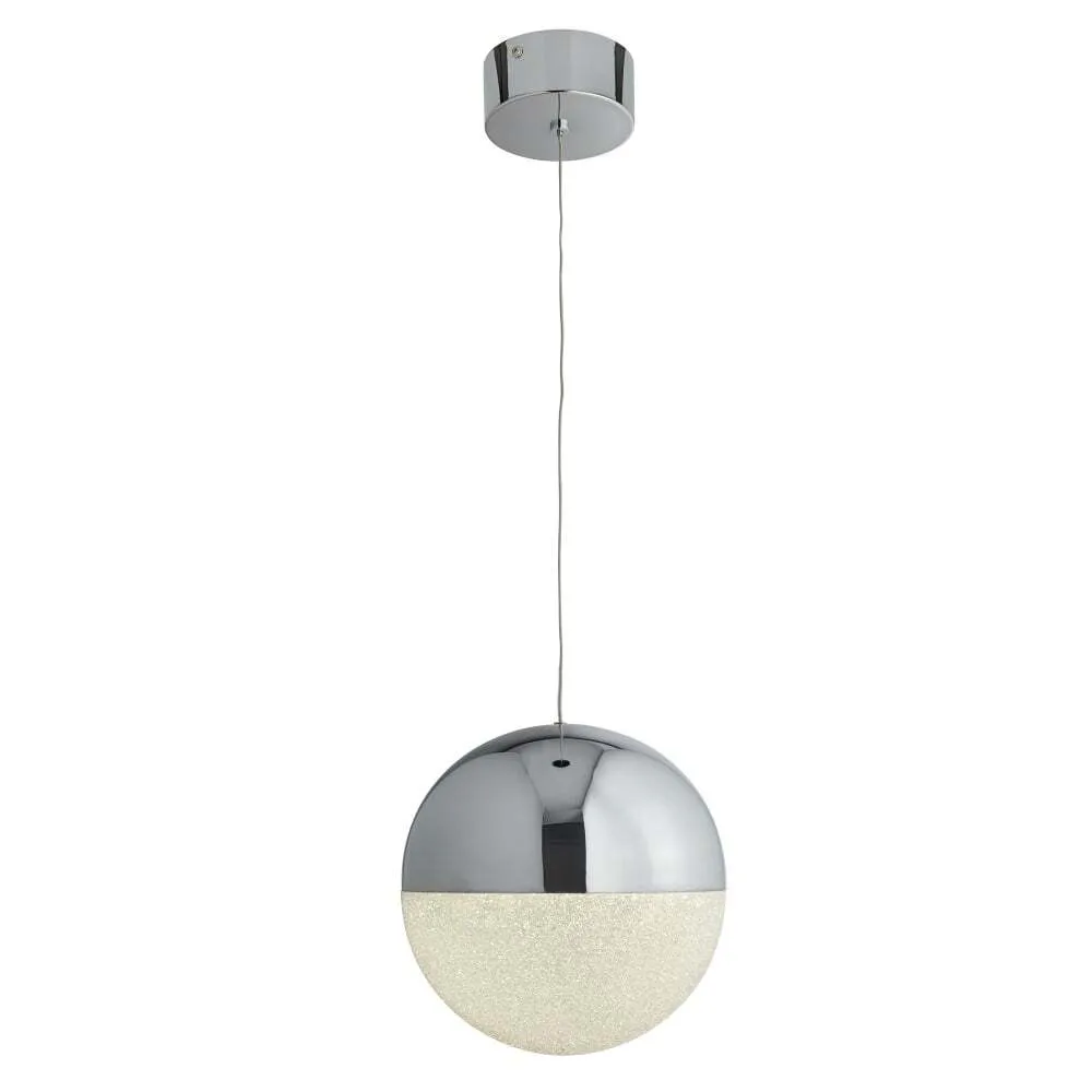 Searchlight 5841CC Marbles 1 Light LED Globe Pendant Crushed Ice Effect Shade