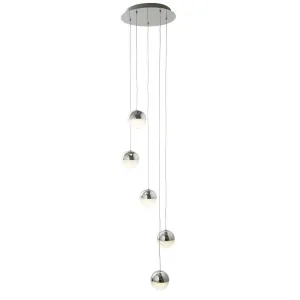 Searchlight 5845-5CC Marbles 5 Light LED Globe Mulit-drop Crushed Ice Chrome