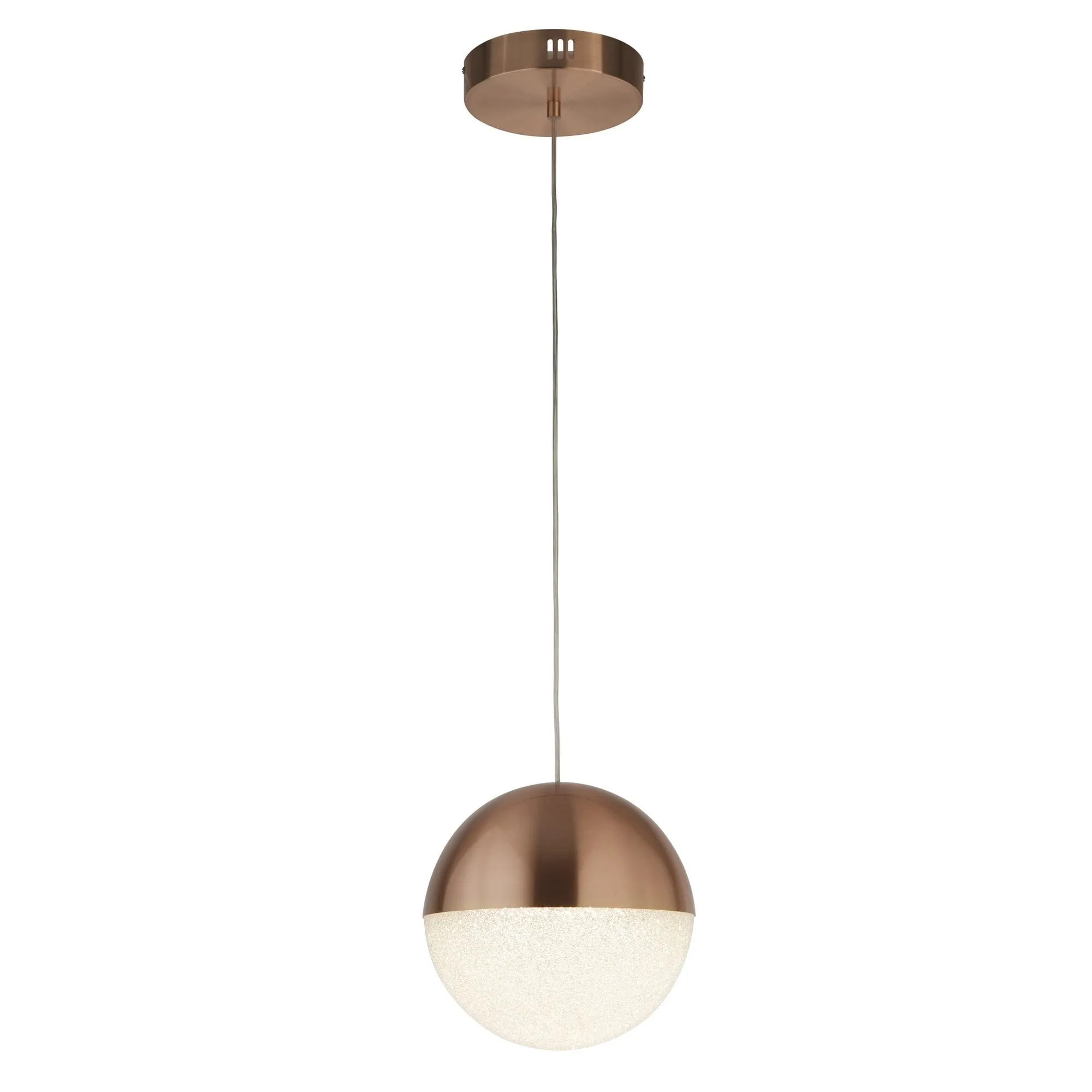 Searchlight 5881CU Marbles LED Pendant Copper Metal Crushed Ice Shade