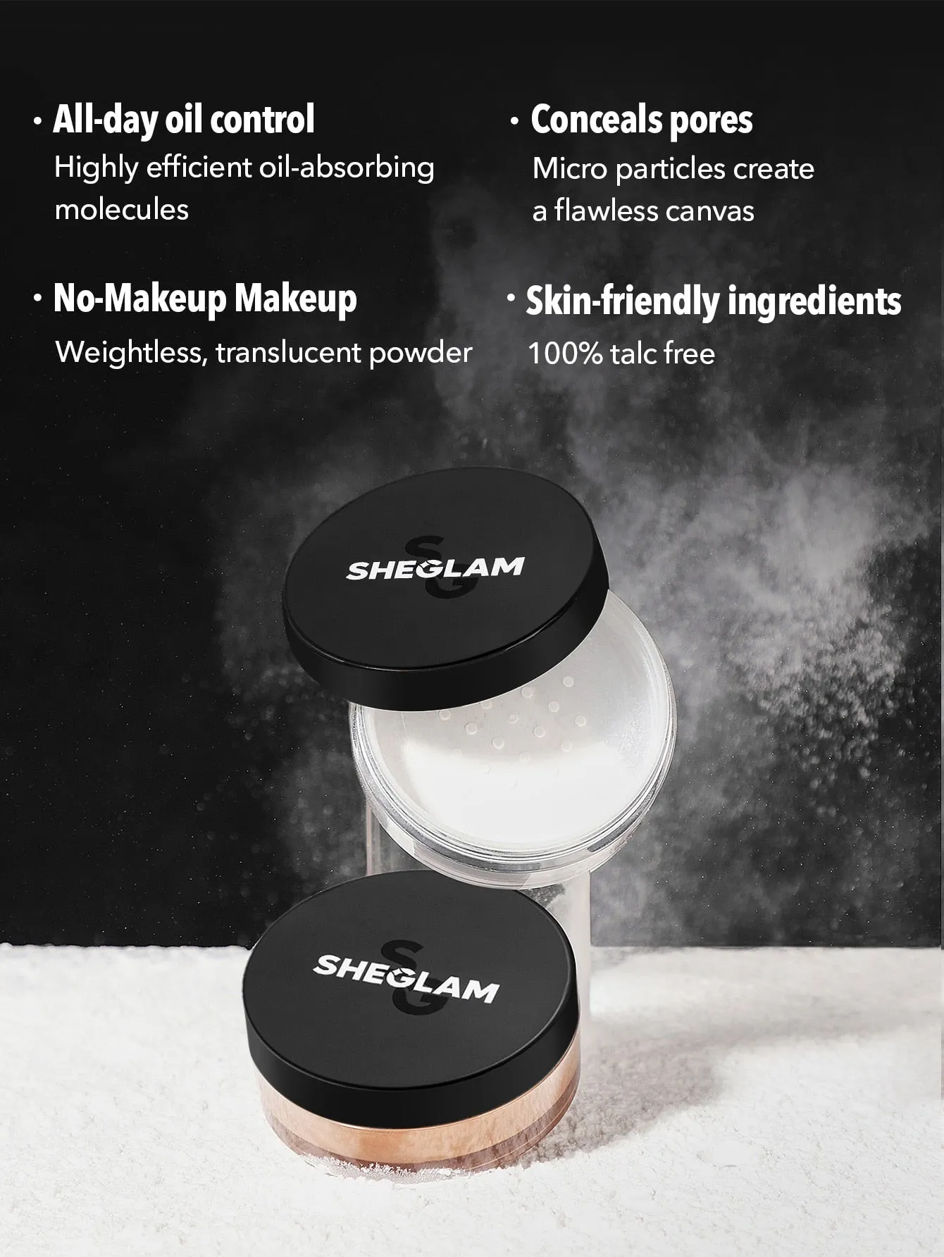 SHEGLAM Baked Glow Setting Powder-Translucent  Oil Control Loose Setting Powder