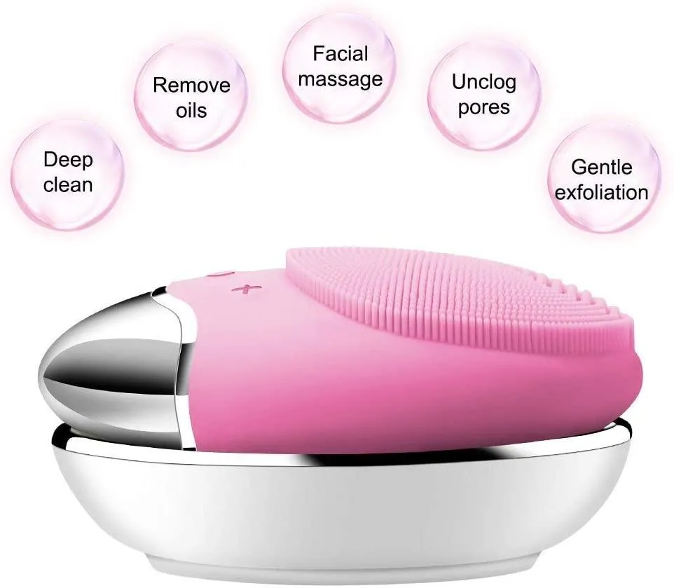Silicone Facial Cleansing Brush - Electric Face cleaner Scrubber Massager for Gentle Exfoliating, Deep Cleanse