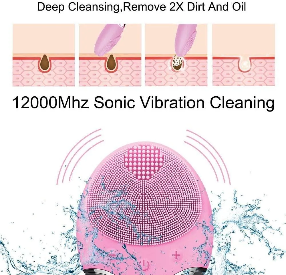 Silicone Facial Cleansing Brush - Electric Face cleaner Scrubber Massager for Gentle Exfoliating, Deep Cleanse