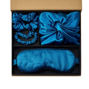 Silk Bonnet with Eye Mask Gift Set - Teal