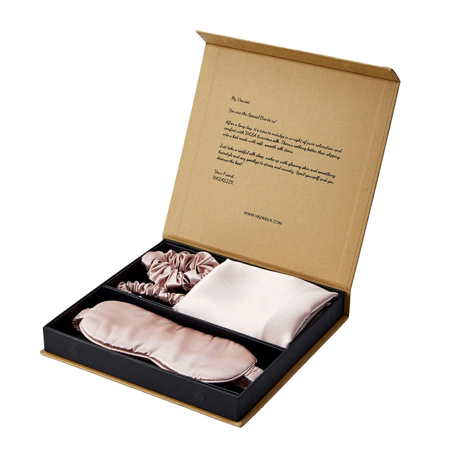 Silk Pillowcase with Eye Mask Gift Set - Rosy Pink