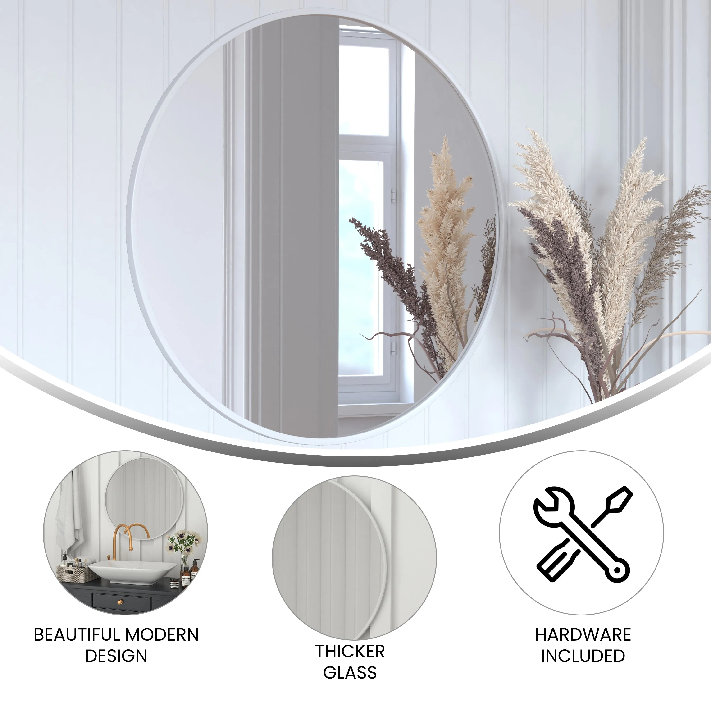 Silver 30" Round Wall Mirror HFKHD-0GD-CRE8-102315-GG