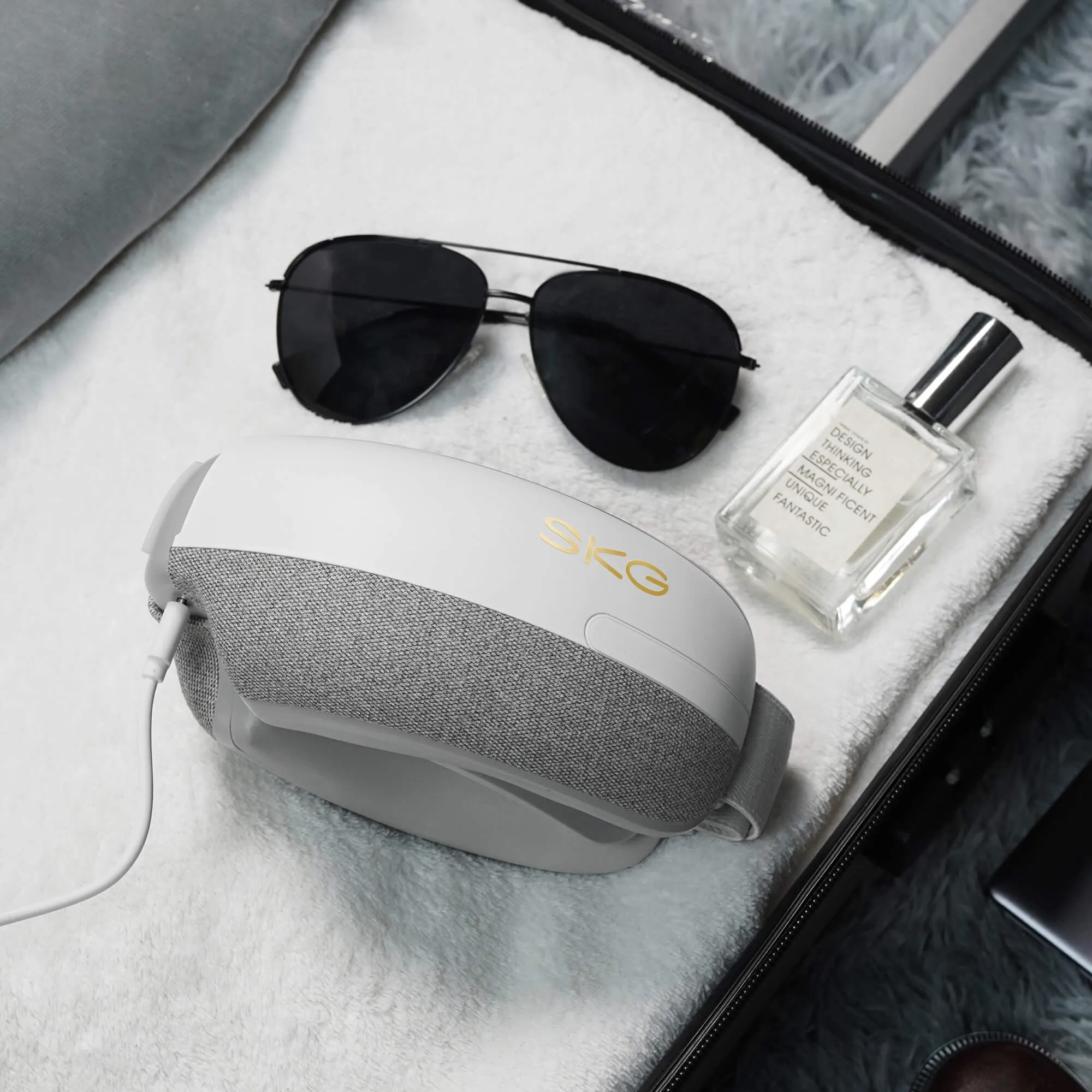 SKG Smart Shiatsu Eye Massager | Bluetooth Therapeutic Heat & Pressure Massage For Tired Eyes
