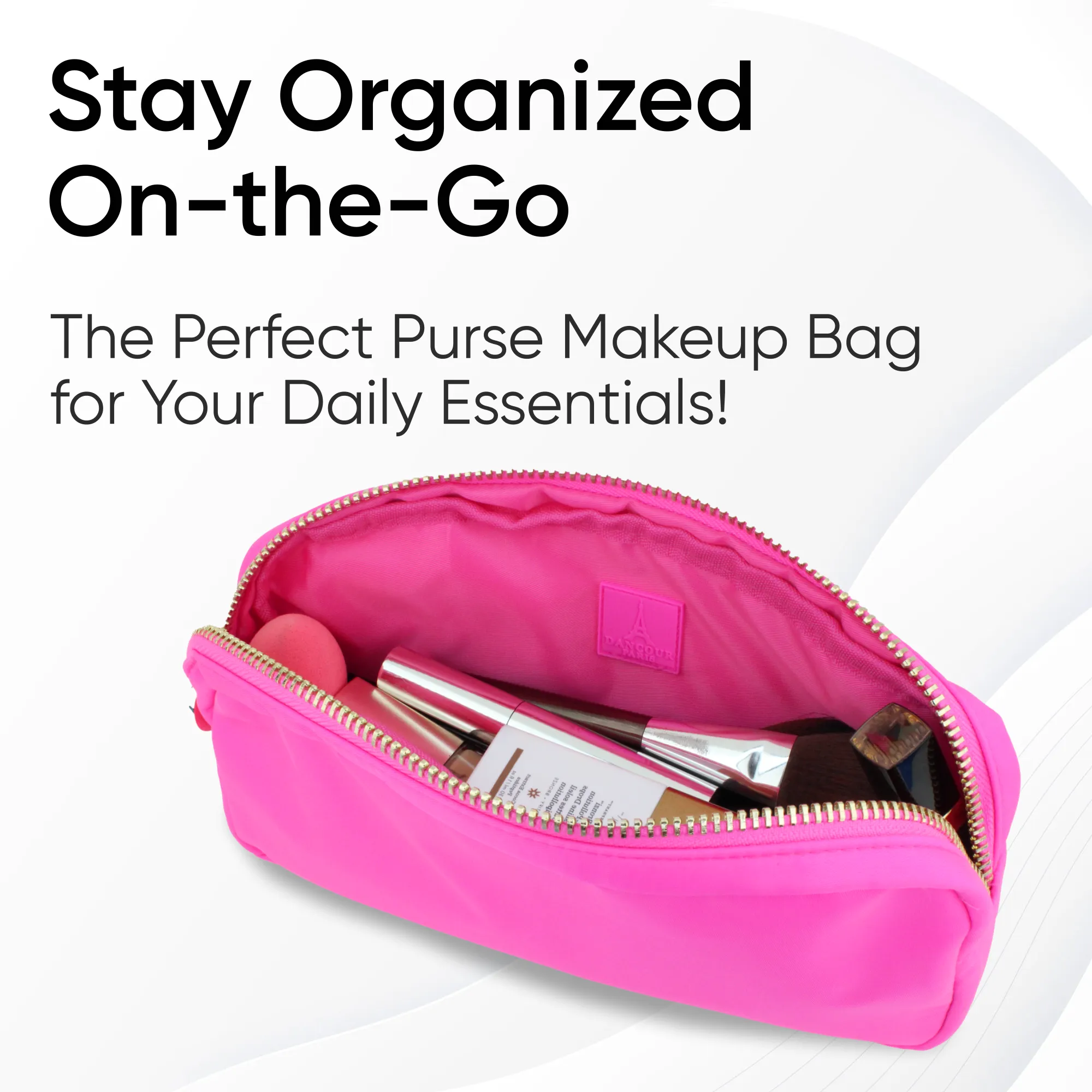 Small Makeup Bag For Purse - Hot Pink Cosmetics Bag For Women - Travel Toiletry Bag
