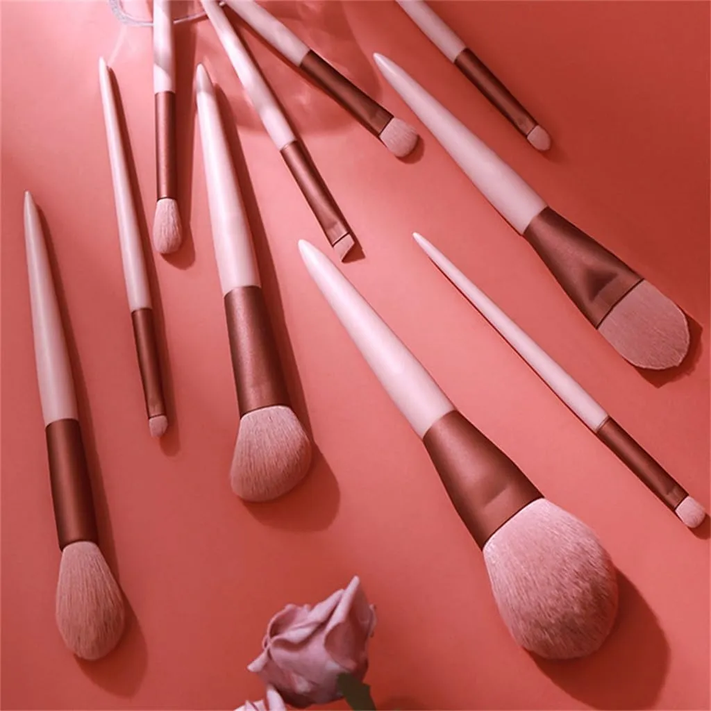 Smokey Rose Set 10 Makeup Brushes Set Gift Dry Loose Powder Blush Eyeshadow Brushes Envelope Bag