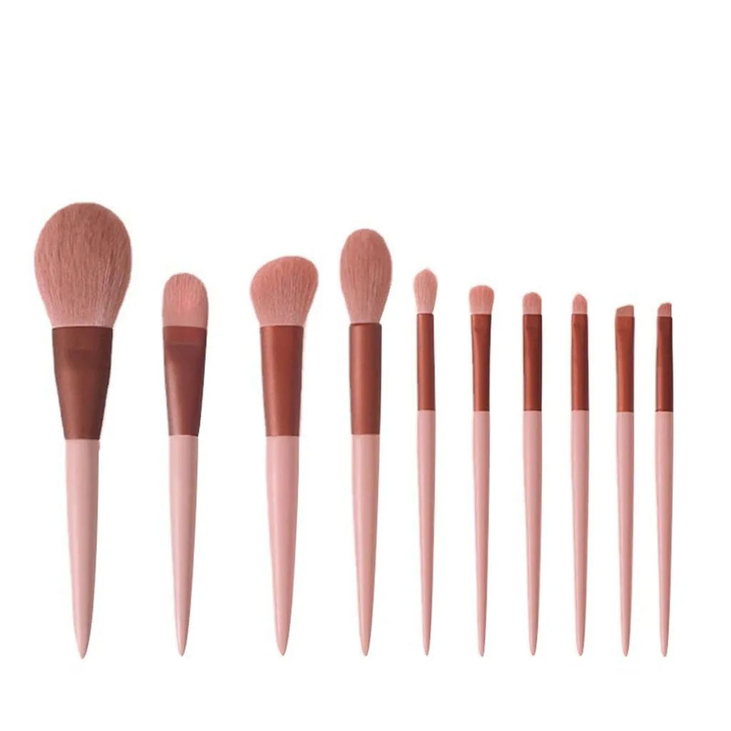 Smokey Rose Set 10 Makeup Brushes Set Gift Dry Loose Powder Blush Eyeshadow Brushes Envelope Bag