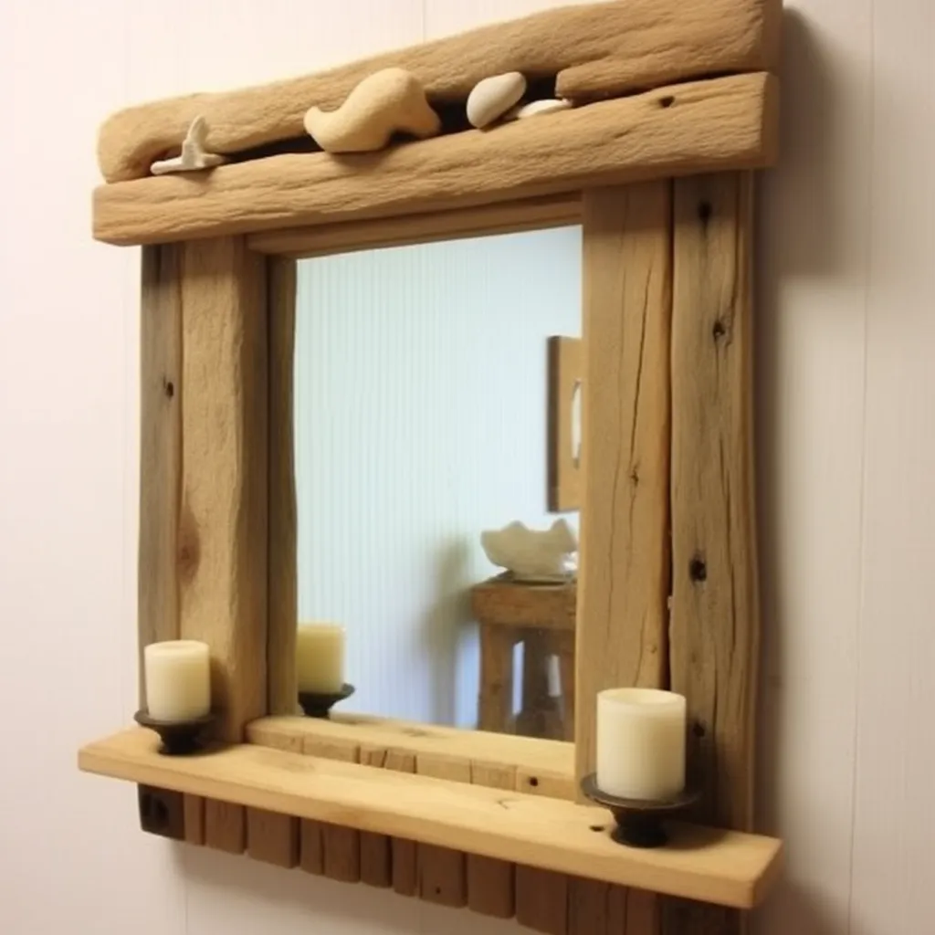 Solid Chunky Wooden Mirror, Farmhouse style, made from distressed rustic wood