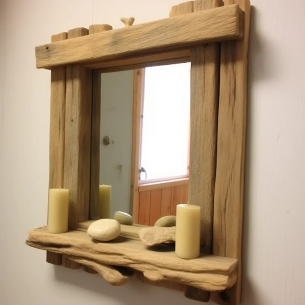 Solid Chunky Wooden Mirror, Farmhouse style, made from distressed rustic wood