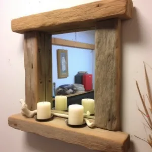 Solid Chunky Wooden Mirror, Farmhouse style, made from distressed rustic wood