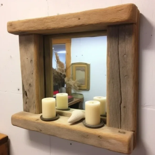 Solid Chunky Wooden Mirror, Farmhouse style, made from distressed rustic wood