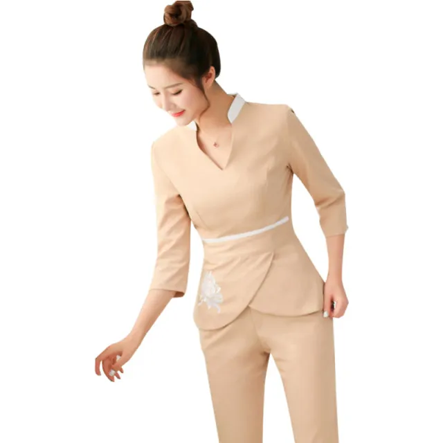 Spa Uniforms Women scrubs Work Clothes Beauty salon tattoo artist Uniform 2pcs Set