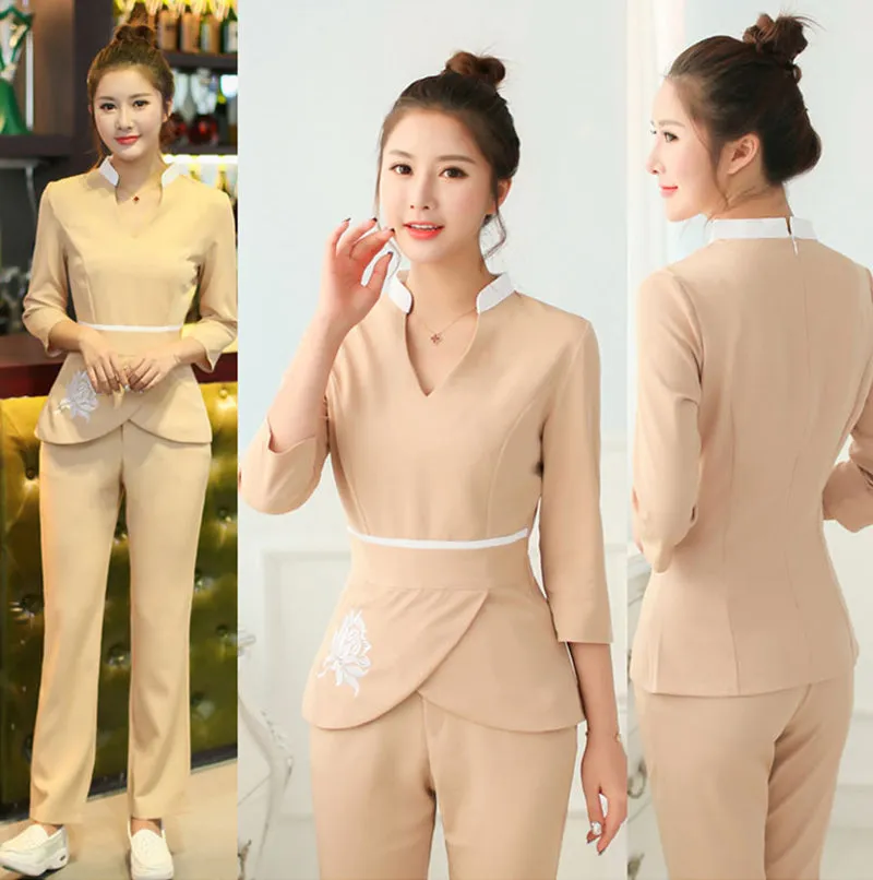 Spa Uniforms Women scrubs Work Clothes Beauty salon tattoo artist Uniform 2pcs Set