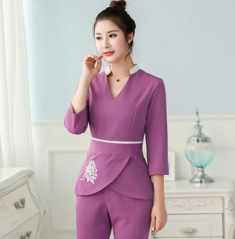 Spa Uniforms Women scrubs Work Clothes Beauty salon tattoo artist Uniform 2pcs Set