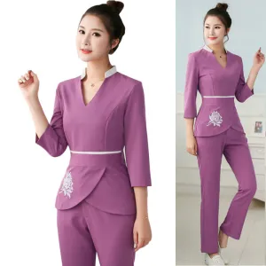 Spa Uniforms Women scrubs Work Clothes Beauty salon tattoo artist Uniform 2pcs Set