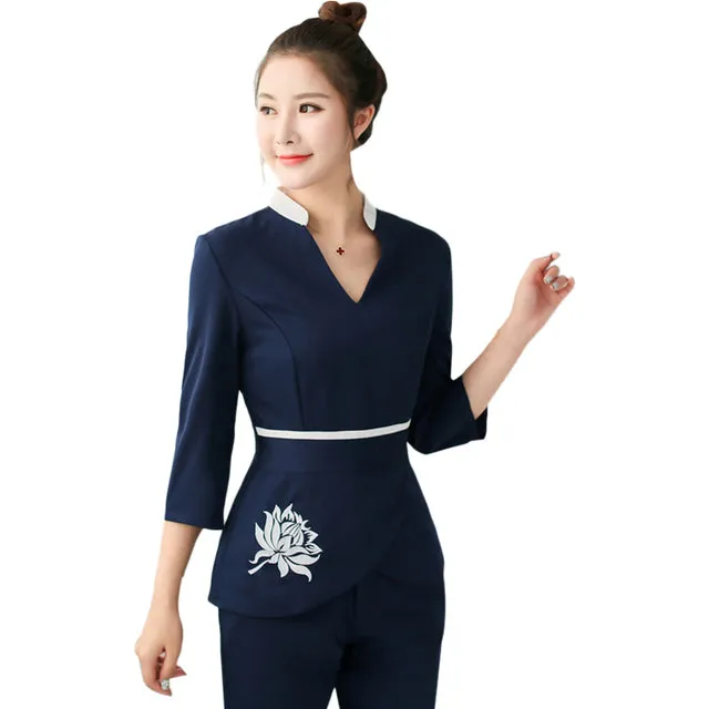 Spa Uniforms Women scrubs Work Clothes Beauty salon tattoo artist Uniform 2pcs Set