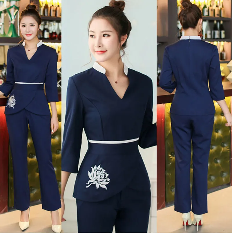 Spa Uniforms Women scrubs Work Clothes Beauty salon tattoo artist Uniform 2pcs Set