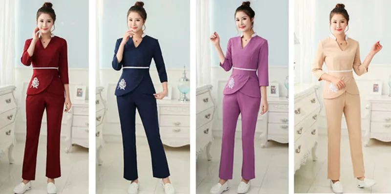 Spa Uniforms Women scrubs Work Clothes Beauty salon tattoo artist Uniform 2pcs Set