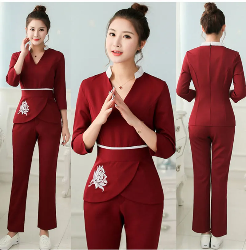 Spa Uniforms Women scrubs Work Clothes Beauty salon tattoo artist Uniform 2pcs Set