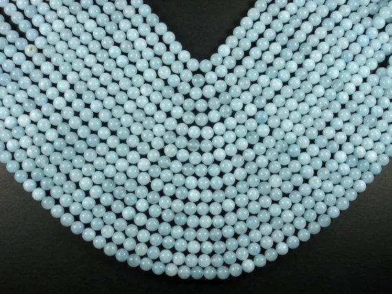 Sponge Quartz Beads-Aqua, 6mm Round Beads