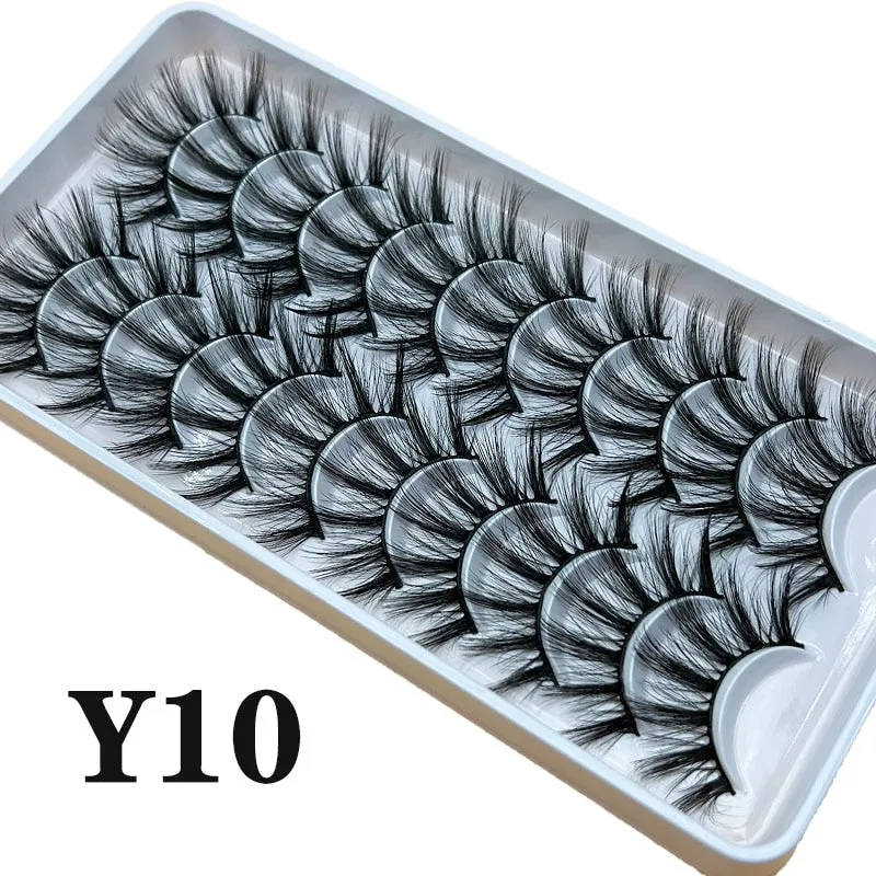 Strip Lashes 10-pairs Fluffy Mink Lashes 3D False Volume Eyelashes