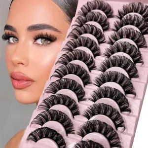 Strip Lashes 10-pairs Fluffy Mink Lashes 3D False Volume Eyelashes