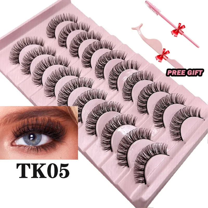 Strip Lashes 10-pairs Fluffy Mink Lashes 3D False Volume Eyelashes