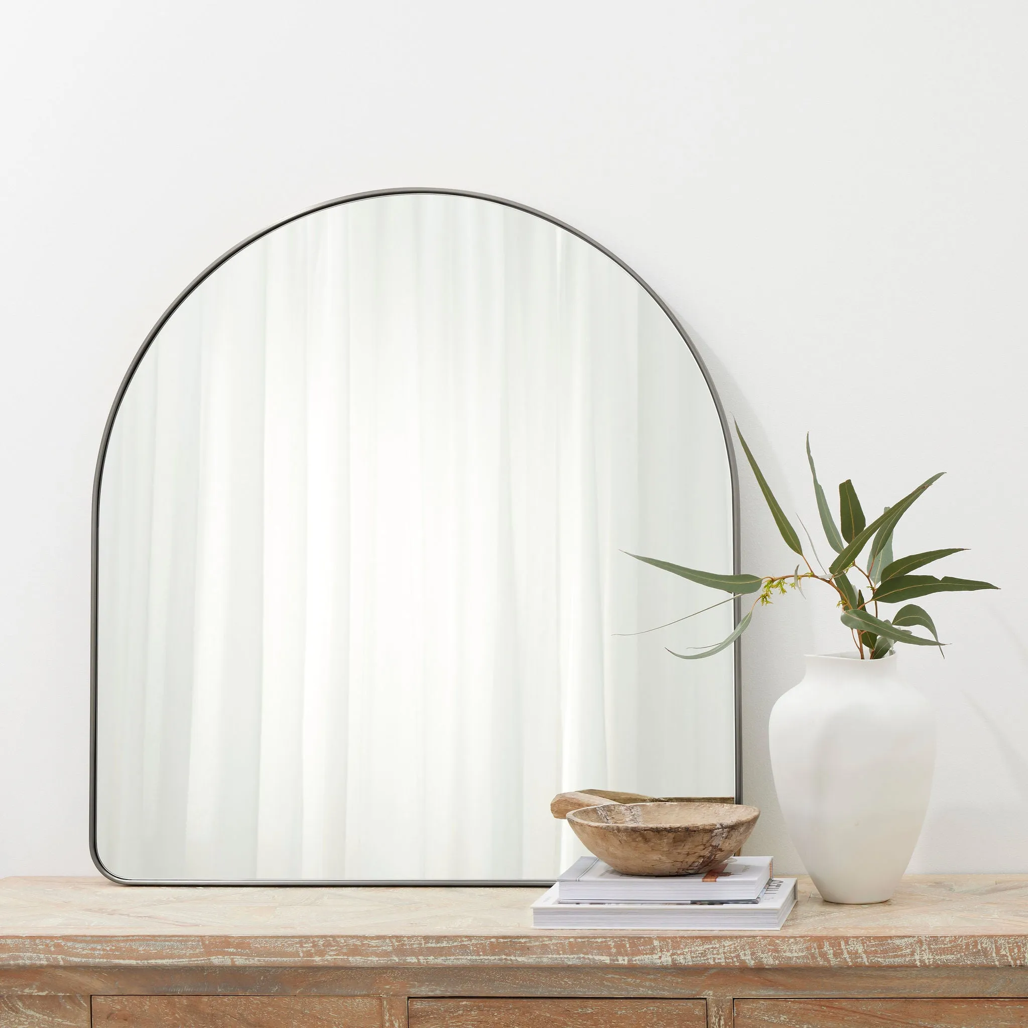 Studio Wall Arch Mirror, Brushed Nickel