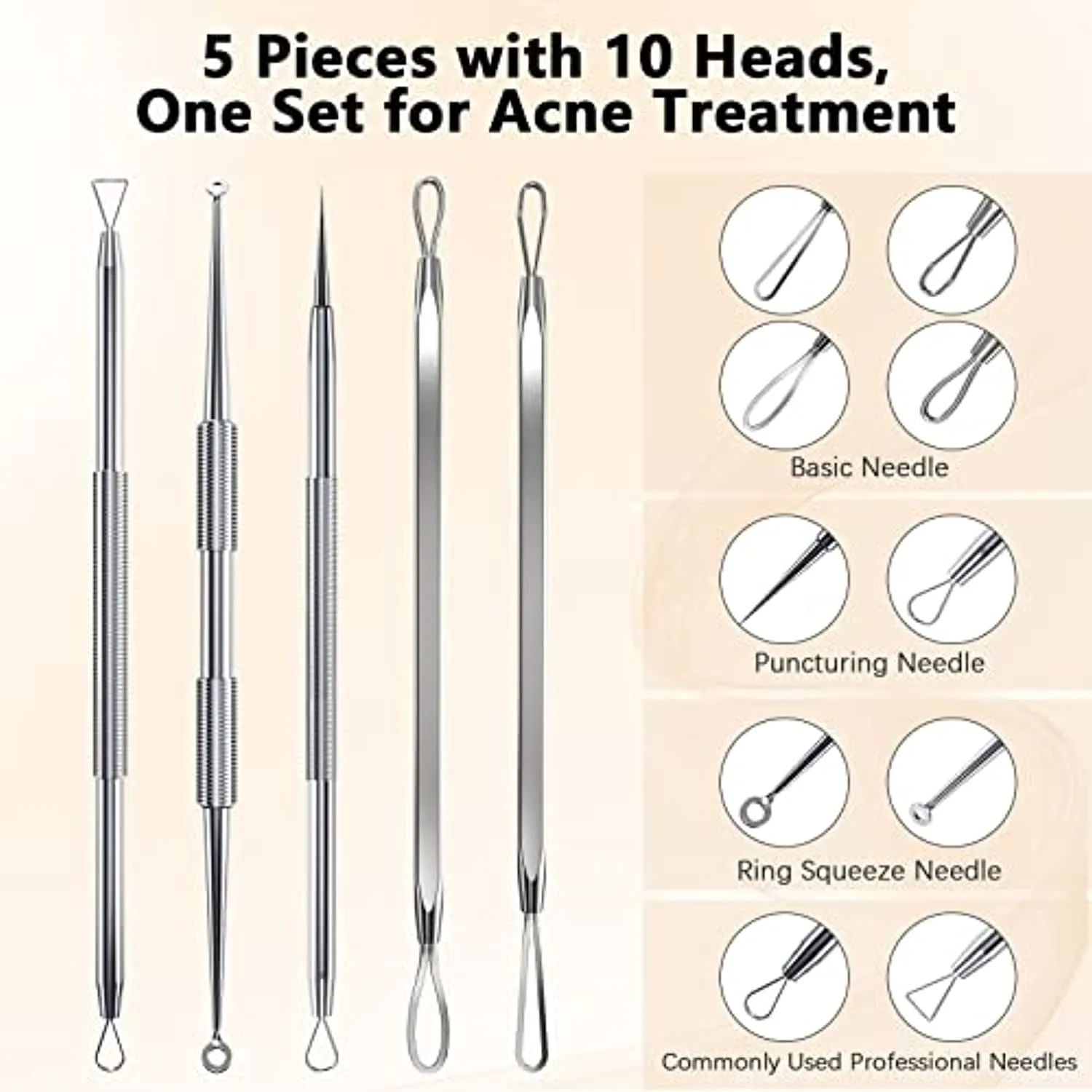 TAYTHI Blackhead Remover Tool, Pimple Popper Tool Kit, Blackhead Extractor tool for Face, Extractor Tool for Comedone Zit Acne Whitehead Blemish, Stainless Steel Extraction tools