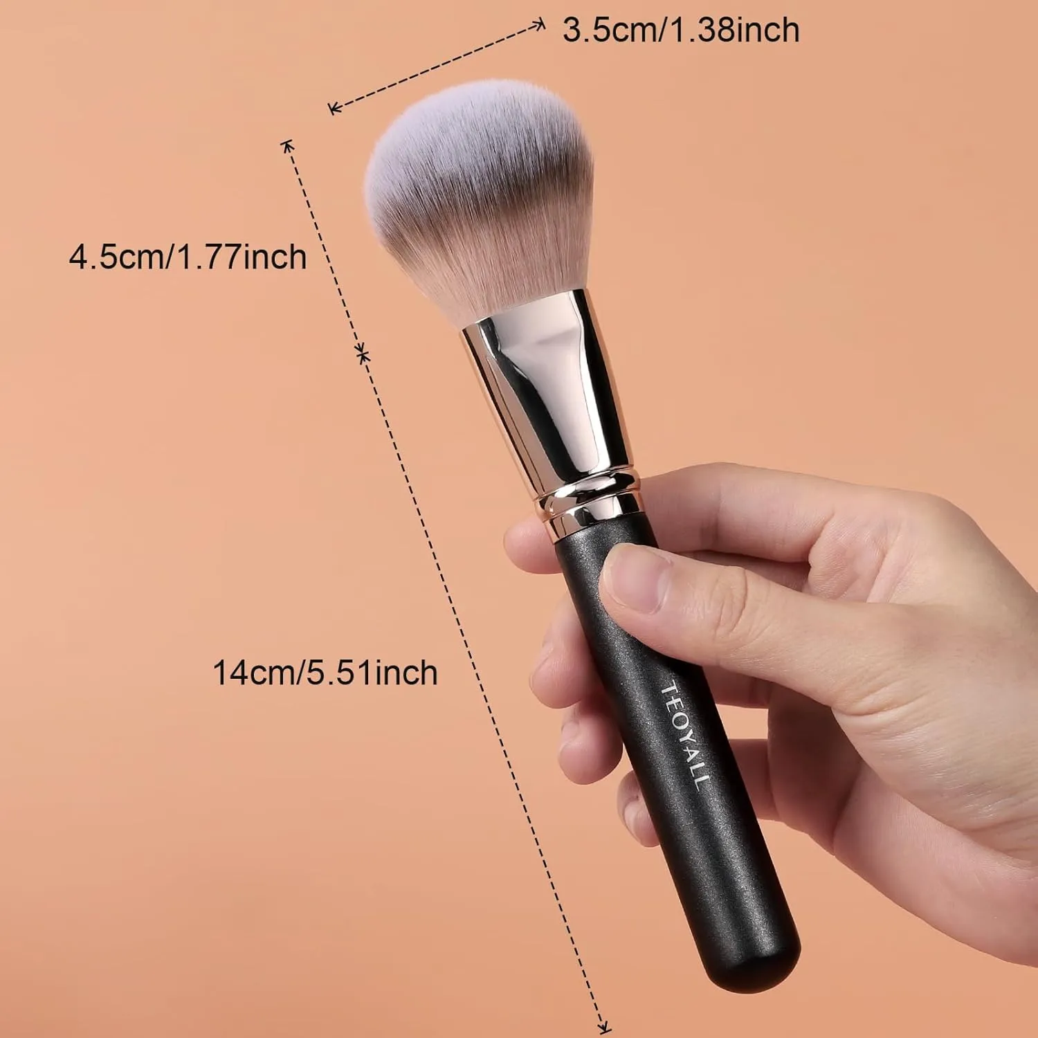 TEOYALL Setting Powder Brush, Ultra Plush Fluffy Synthetic Bristles Makeup Buffing Brush for All-Over Application With Bronzer Foundation
