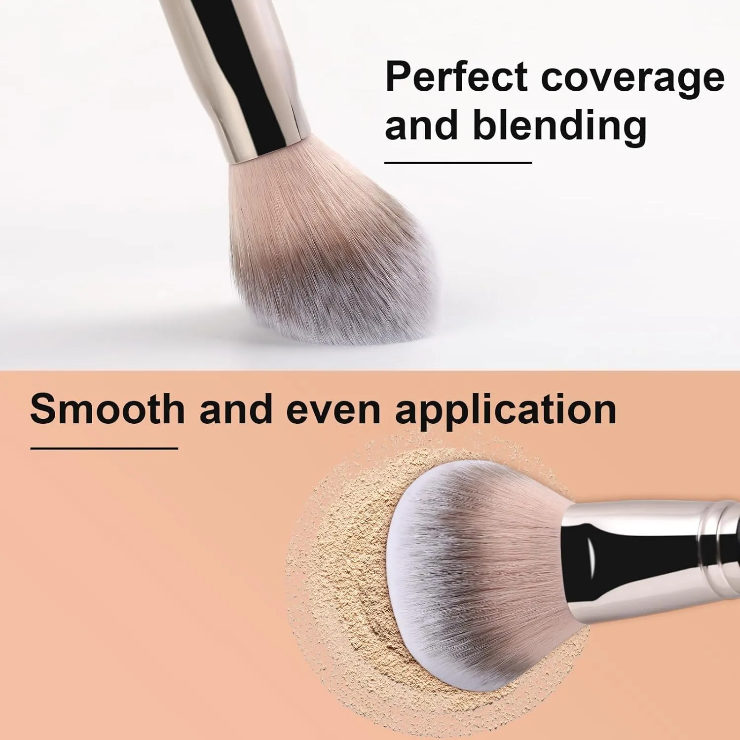 TEOYALL Setting Powder Brush, Ultra Plush Fluffy Synthetic Bristles Makeup Buffing Brush for All-Over Application With Bronzer Foundation