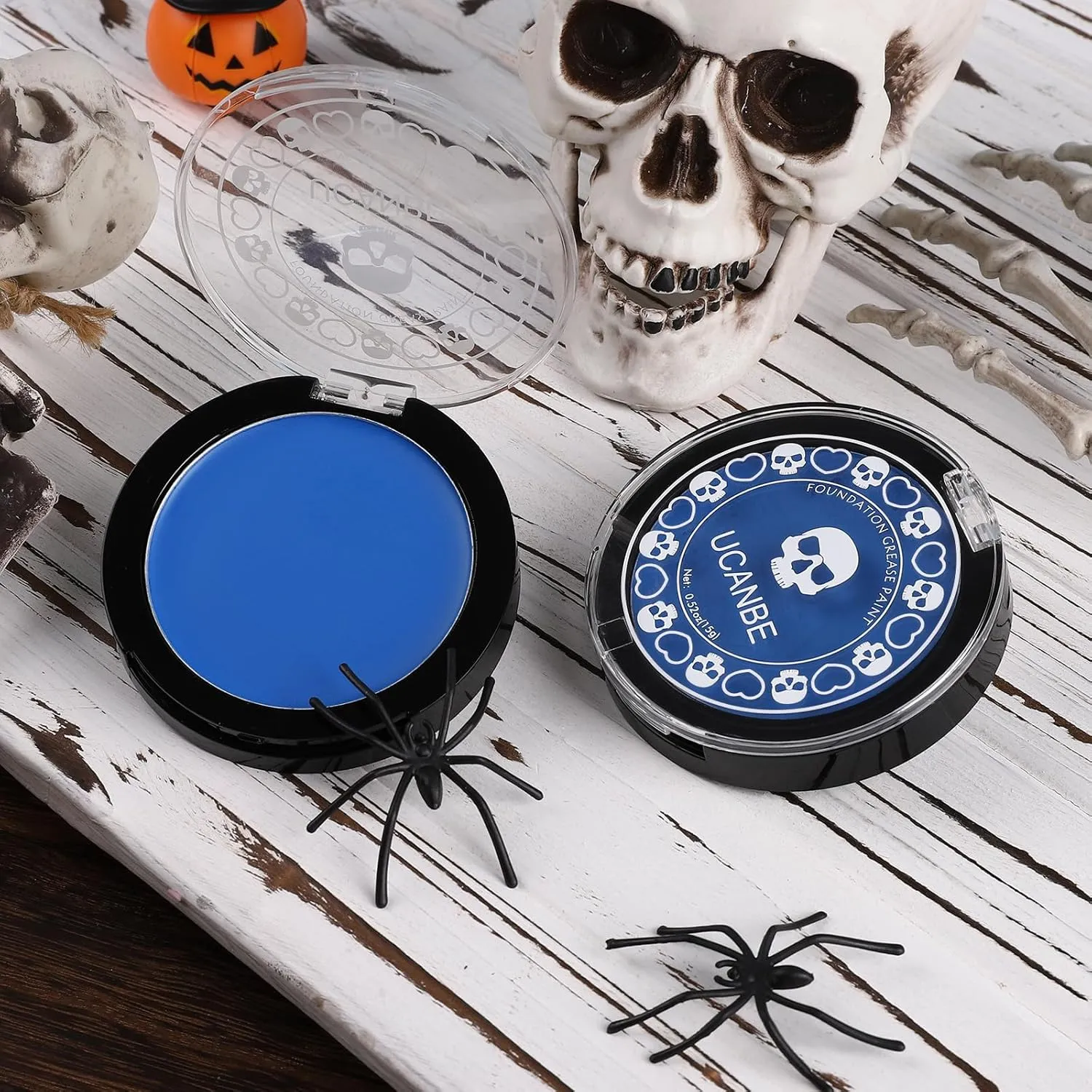 UCANBE Blue Face Body Paint Makeup Foundation, Professional Non-Toxic Greasepaint Palette for Kids & Adults Party, Cream Facepaints for Halloween Cosplay Theater Costume Stage SFX Dress-Up Makeup