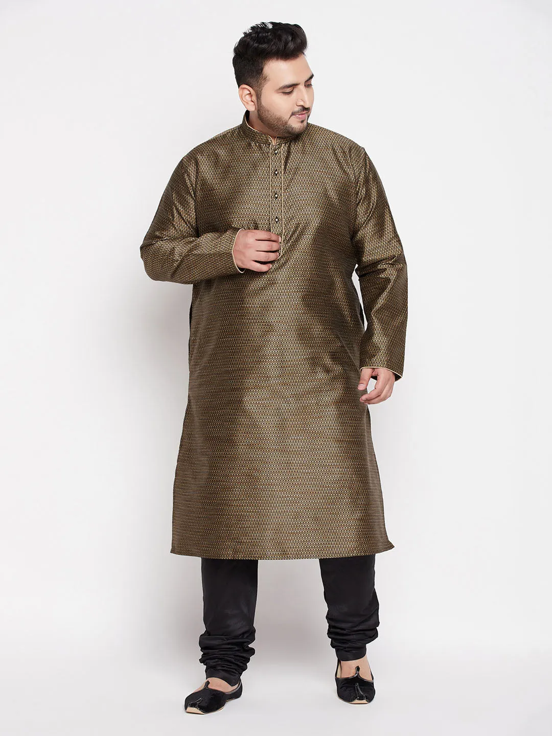 VASTRAMAY Black Silk Kurta and Pyjama Set