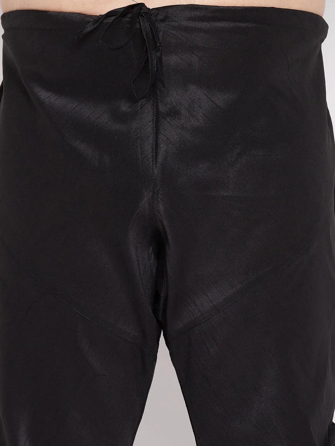 VASTRAMAY Black Silk Kurta and Pyjama Set