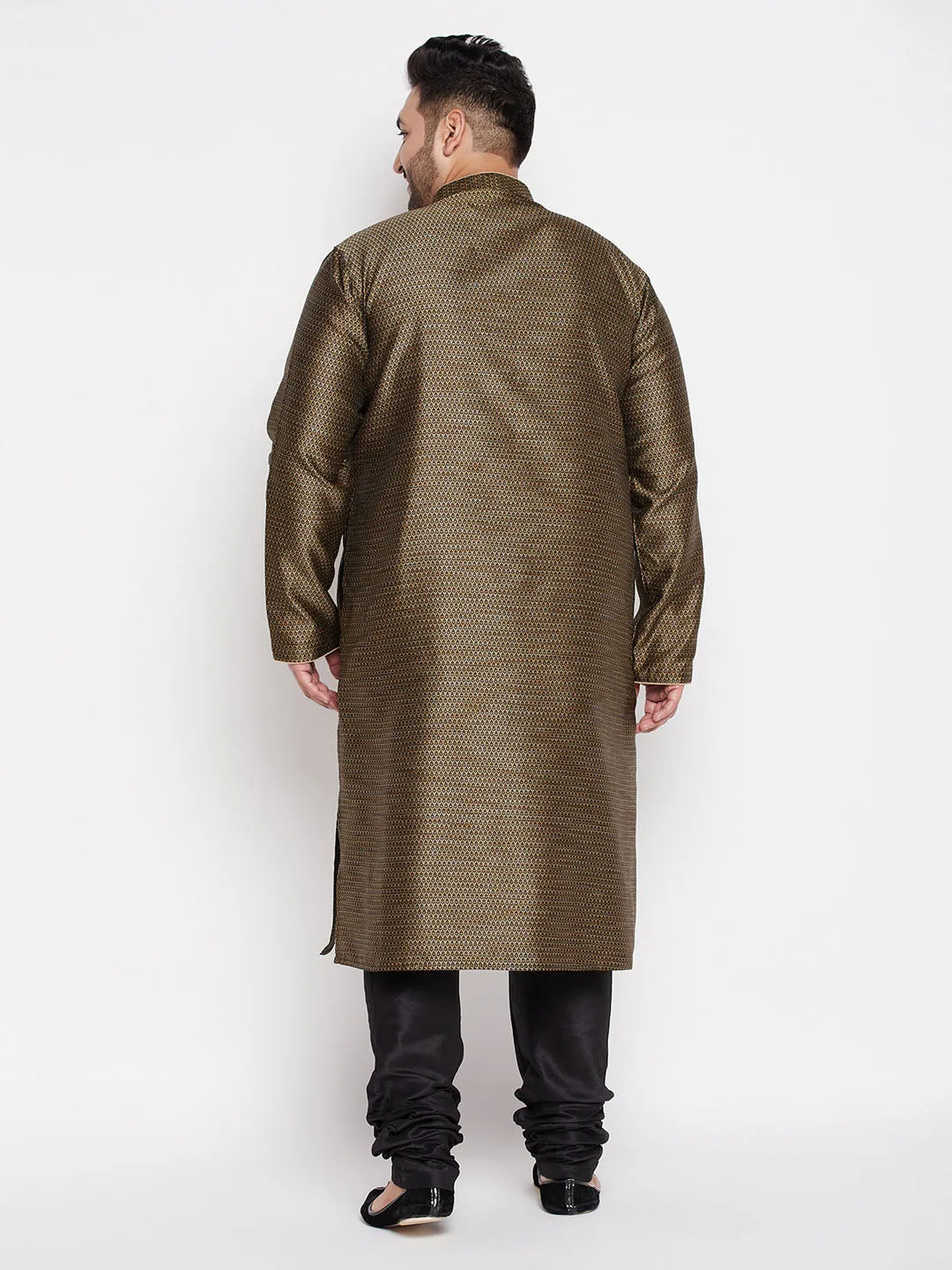 VASTRAMAY Black Silk Kurta and Pyjama Set