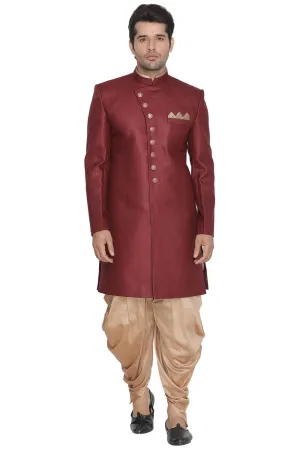 VASTRAMAY Men's Maroon Sherwani Set