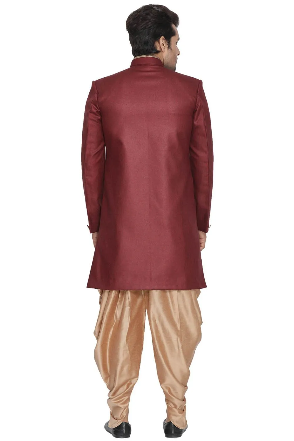 VASTRAMAY Men's Maroon Sherwani Set