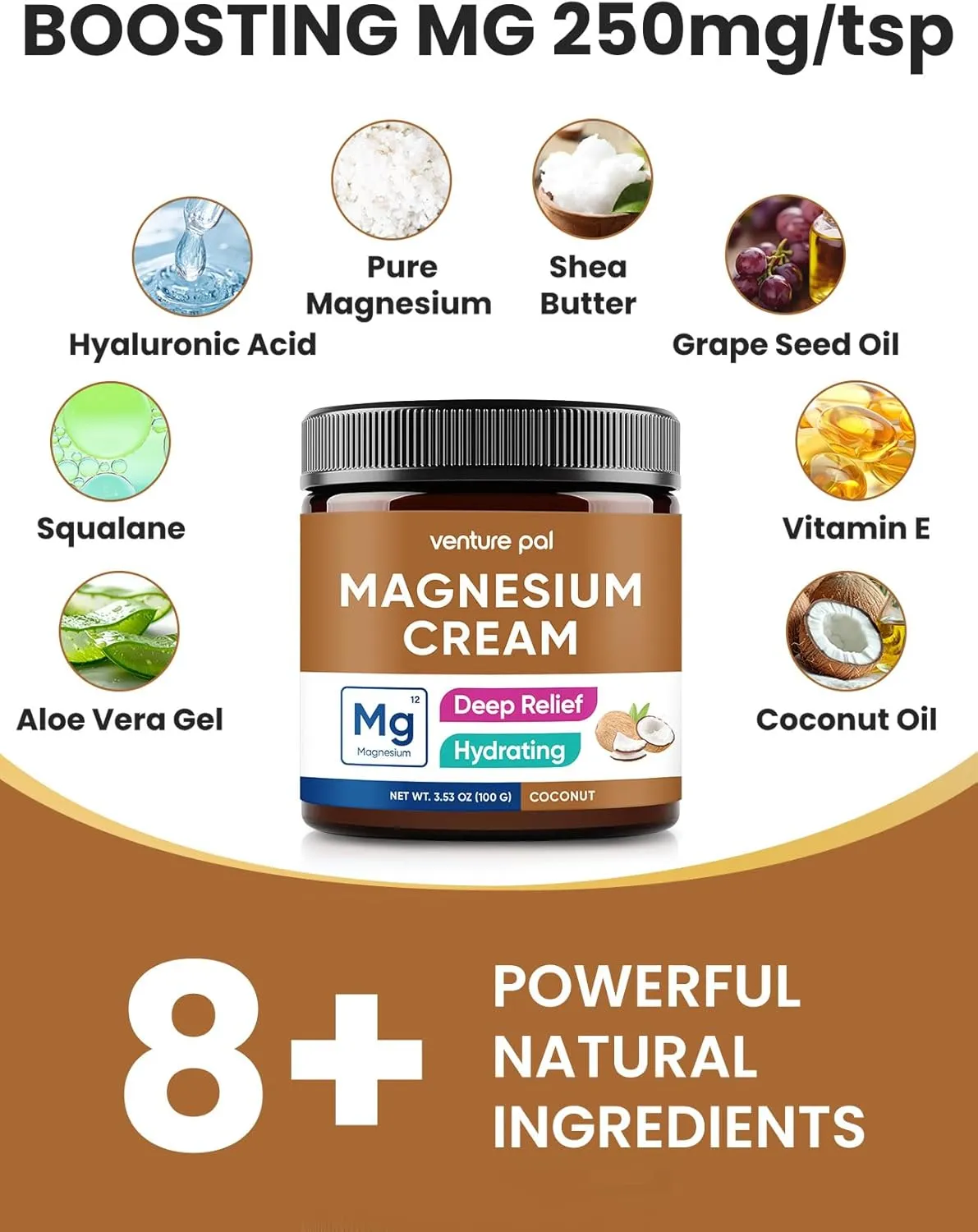 Venture Pal Magnesium Lotion, Topical Magnesium Cream - Coconut