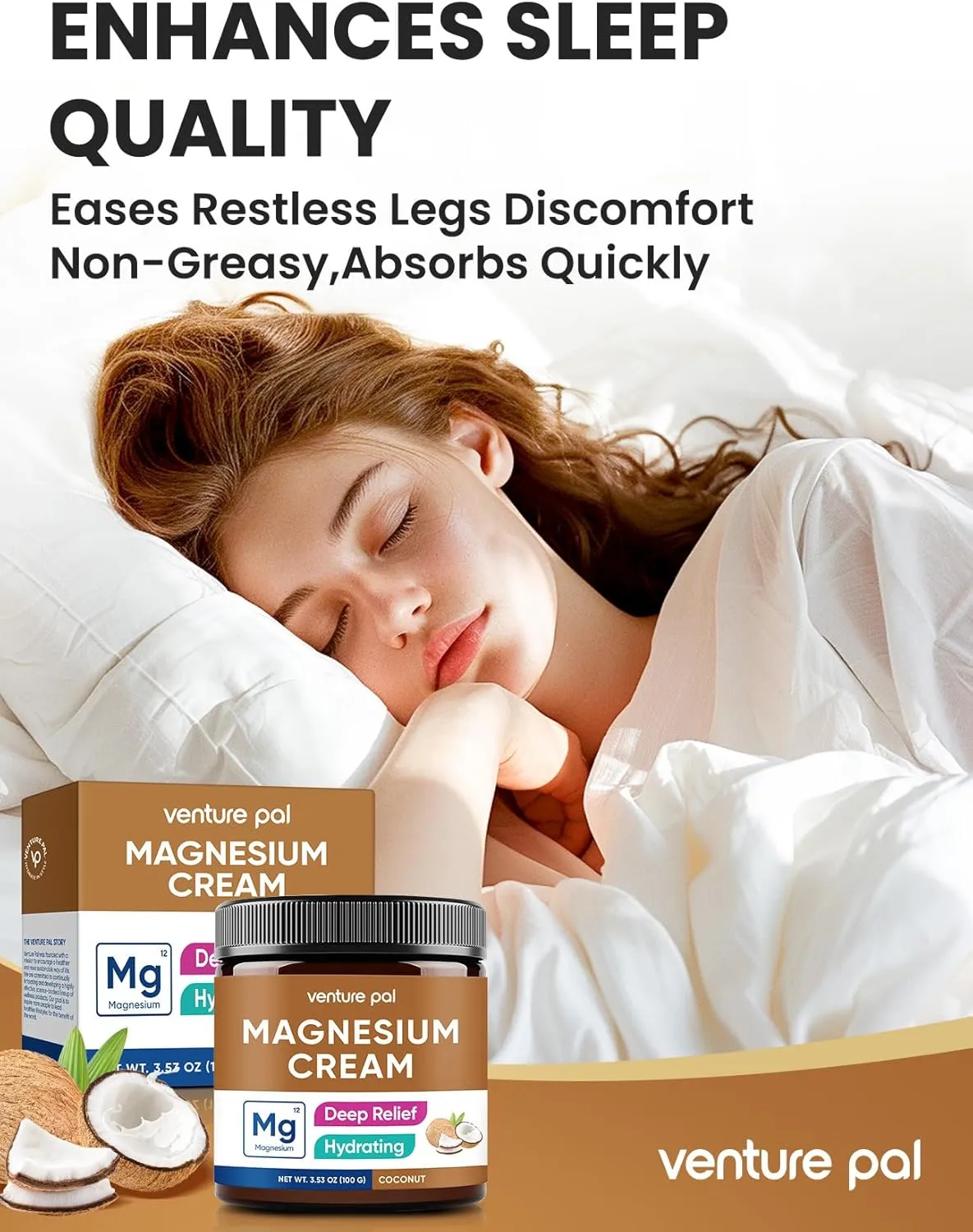 Venture Pal Magnesium Lotion, Topical Magnesium Cream - Coconut