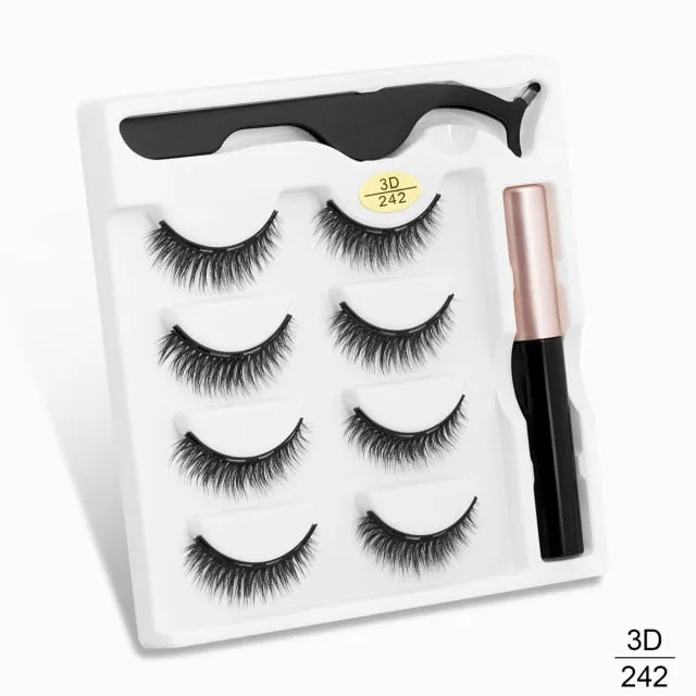 VenusFox Magnetic Eyelashes 3D Mink Eyelashes Magnetic Eyeliner Magnetic Lashes Short False Lashes Lasting Handmade Eyelash Makeup Tool